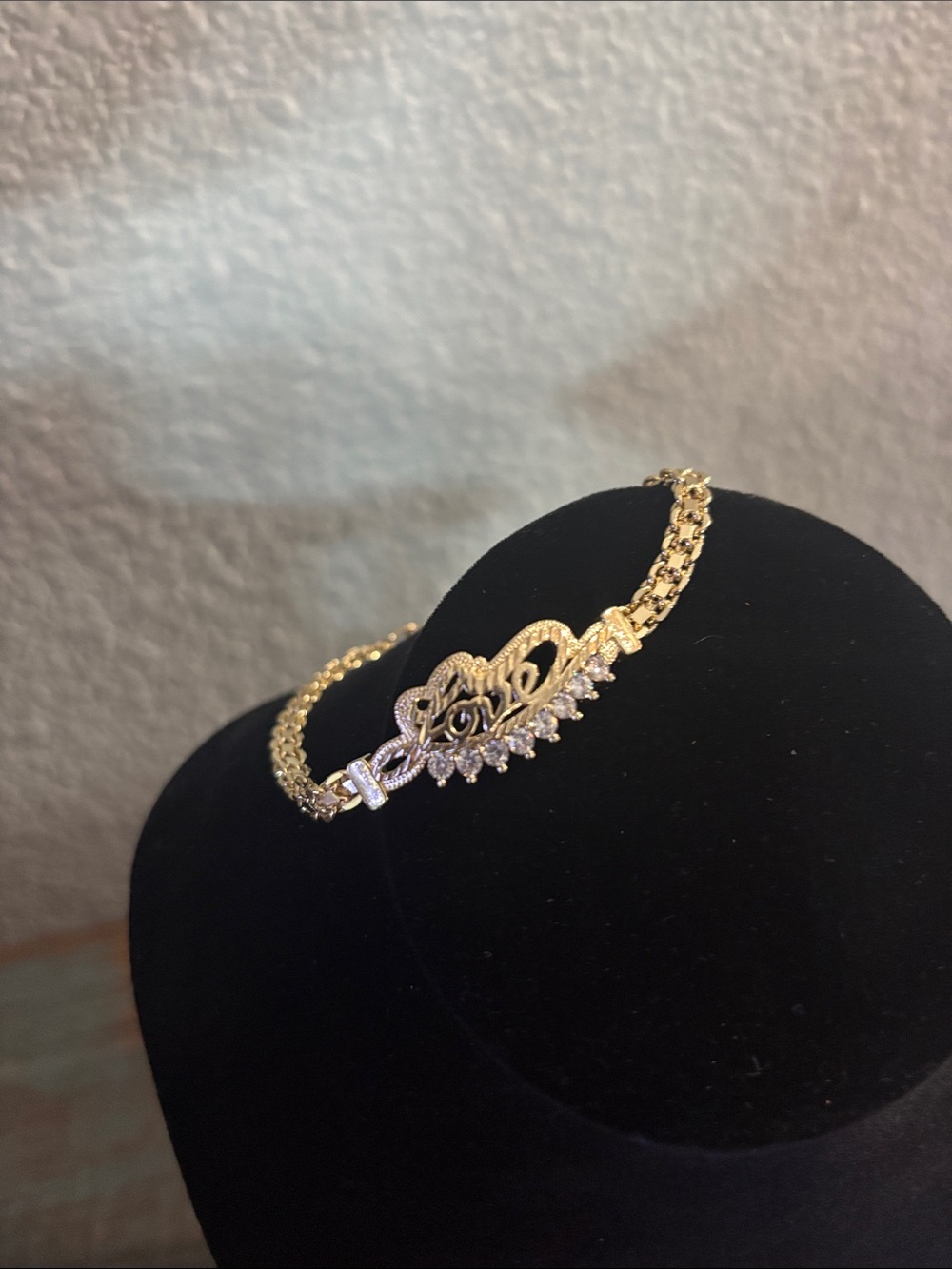 Gold Heart Love & Crystal Accent Women's Bracelet